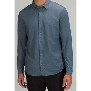 Lululemon Commission Long Sleeve Button Up Shirt Blue Oxford Stretch Men’s Large